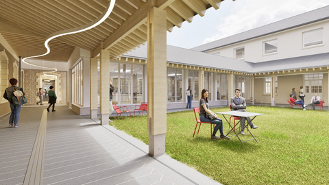 Vue d'architecte du cloître végétal