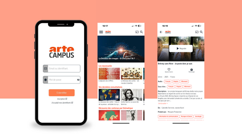 Captures d'écran de l'appli Arte Campus